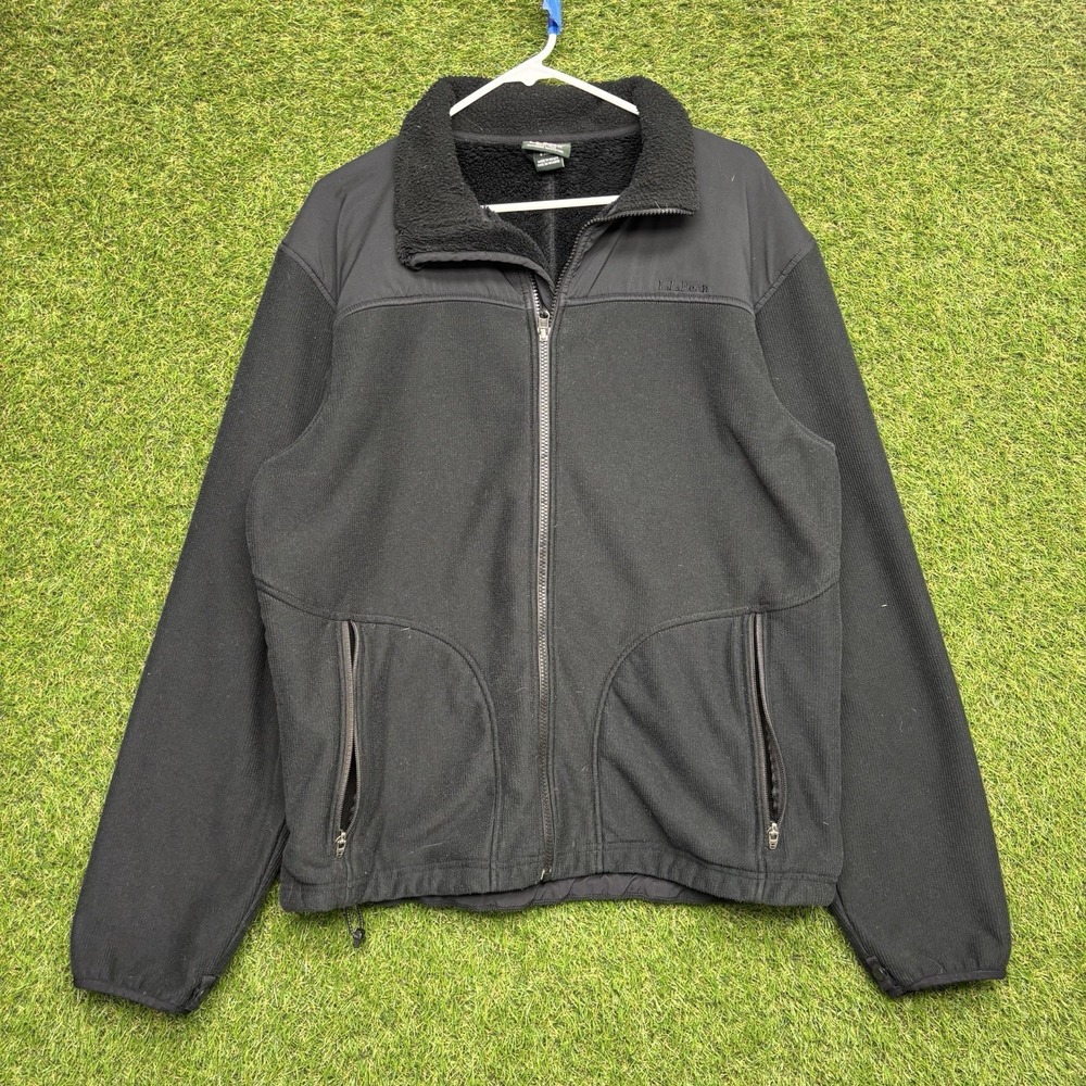 Vintage L.L. Bean Fleece Jacket Mens Medium Black  Casual Outdoor Hiking